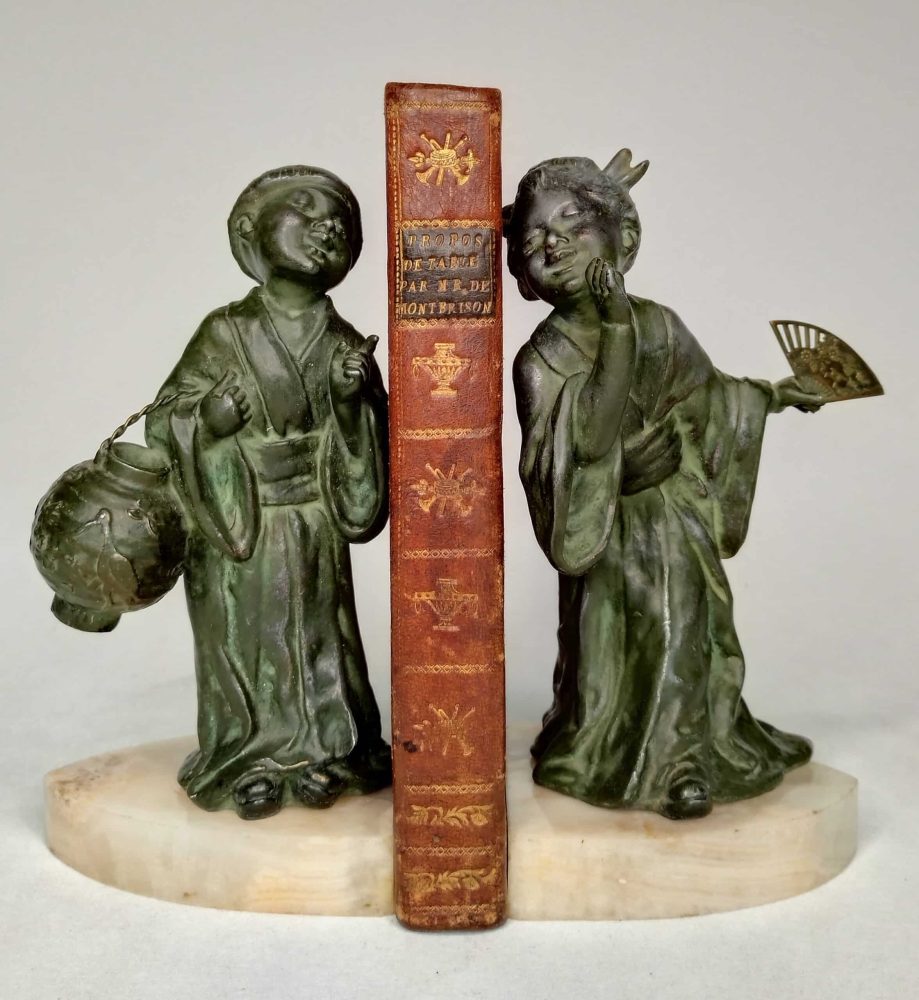 Serre-livres Art-Déco modèle mandarins Japonais en habits traditionnels signés par Géo Maxim vers 1930